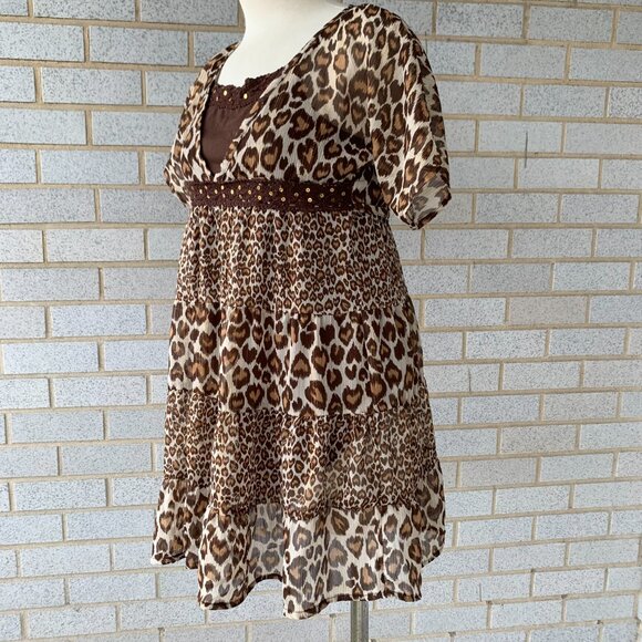 JUSTICE GIRLS ANIMAL PRINT LUREX TIERED DRESS SIZE 14 - Picture 6 of 9